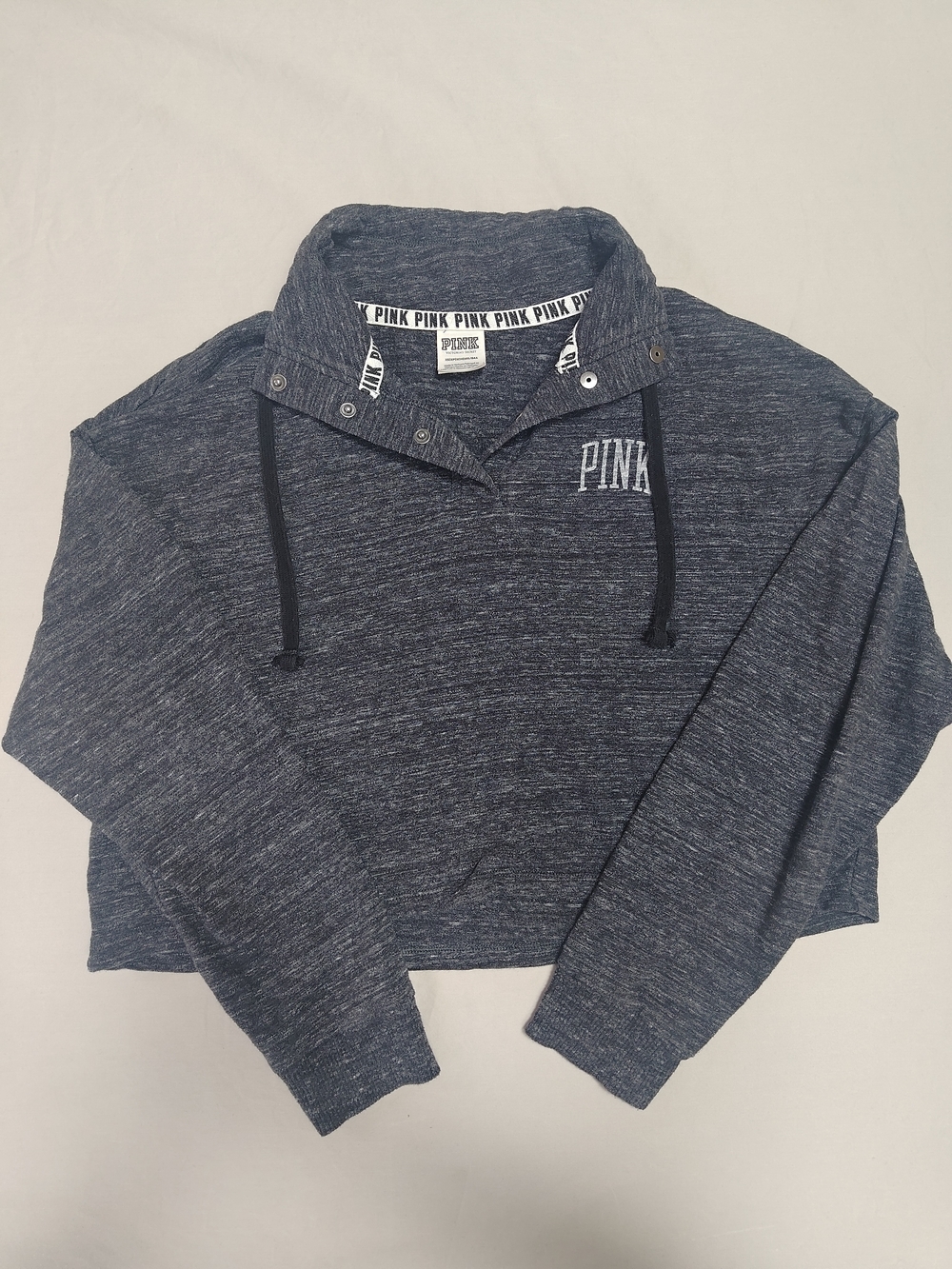 PINK Victoria's Secret Heathered Charcoal Snap Pullover
